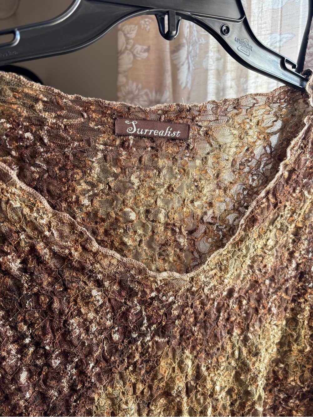 EUC Vintage Y2K Surrealist V-Neck Sheer Mesh Lace Textured Top | Women’s XL-XXL - Picture 2 of 16